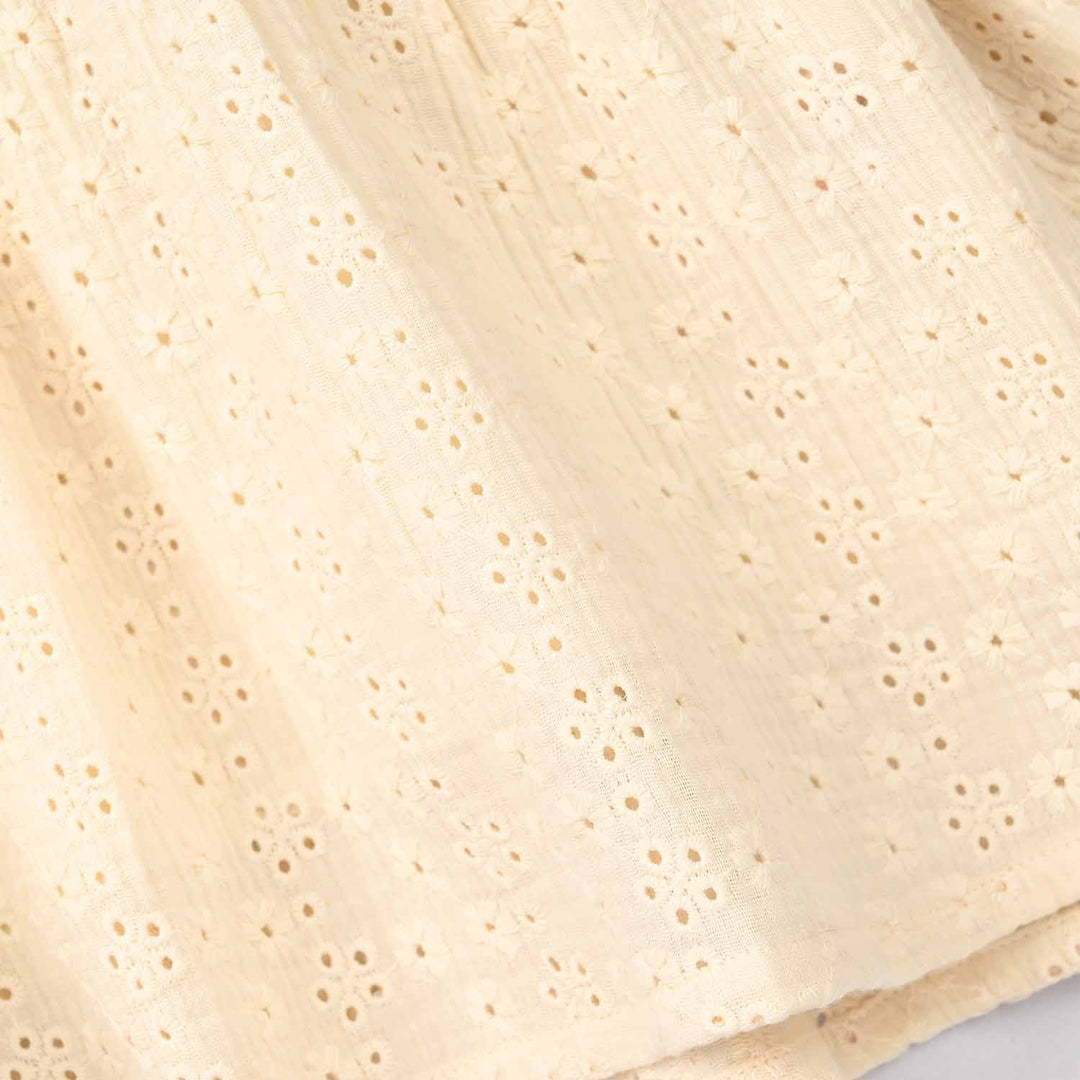 Girls Gauze Emb Top Wild Flower-Off White