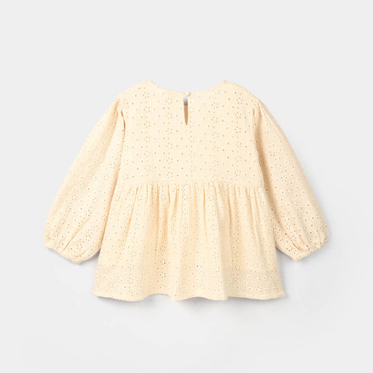 Girls Gauze Emb Top Wild Flower-Off White