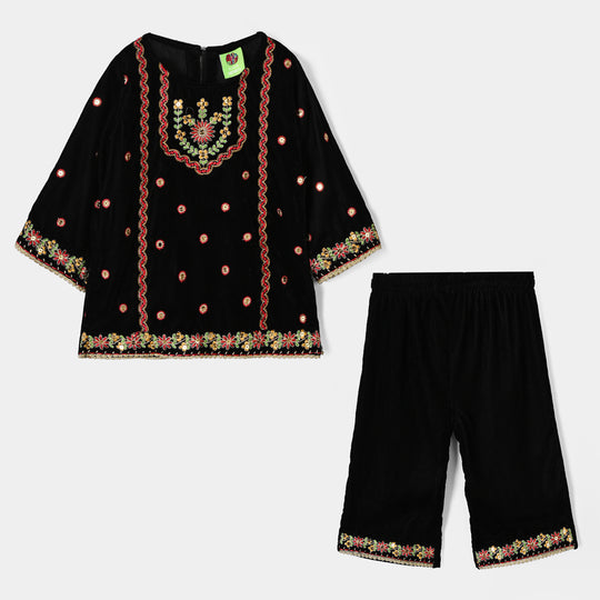 Infant Girls Velvet 2Pcs Dilnaz-BLACK