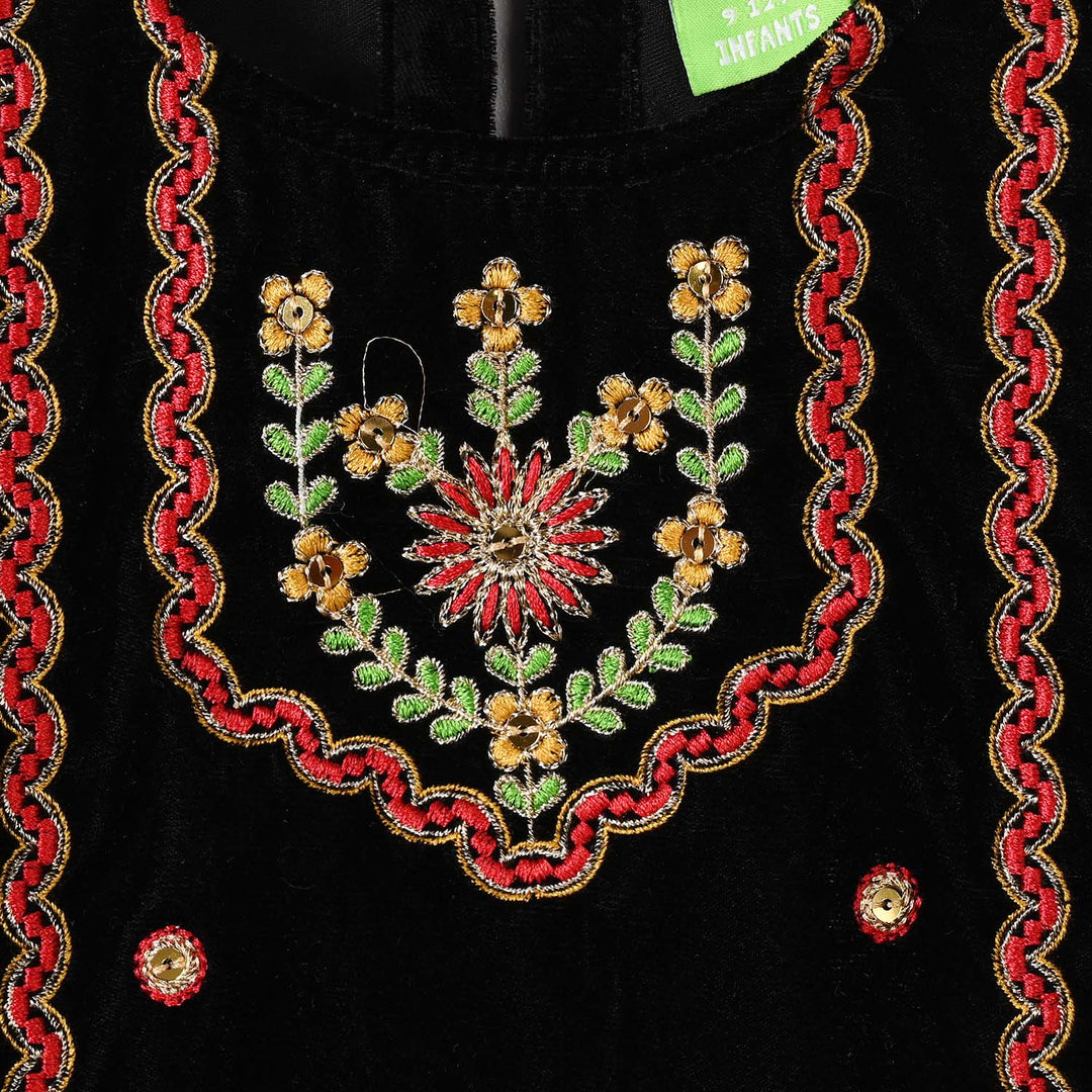 Infant Girls Velvet 2Pcs Dilnaz-BLACK
