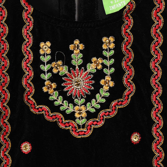 Infant Girls Velvet 2Pcs Dilnaz-BLACK