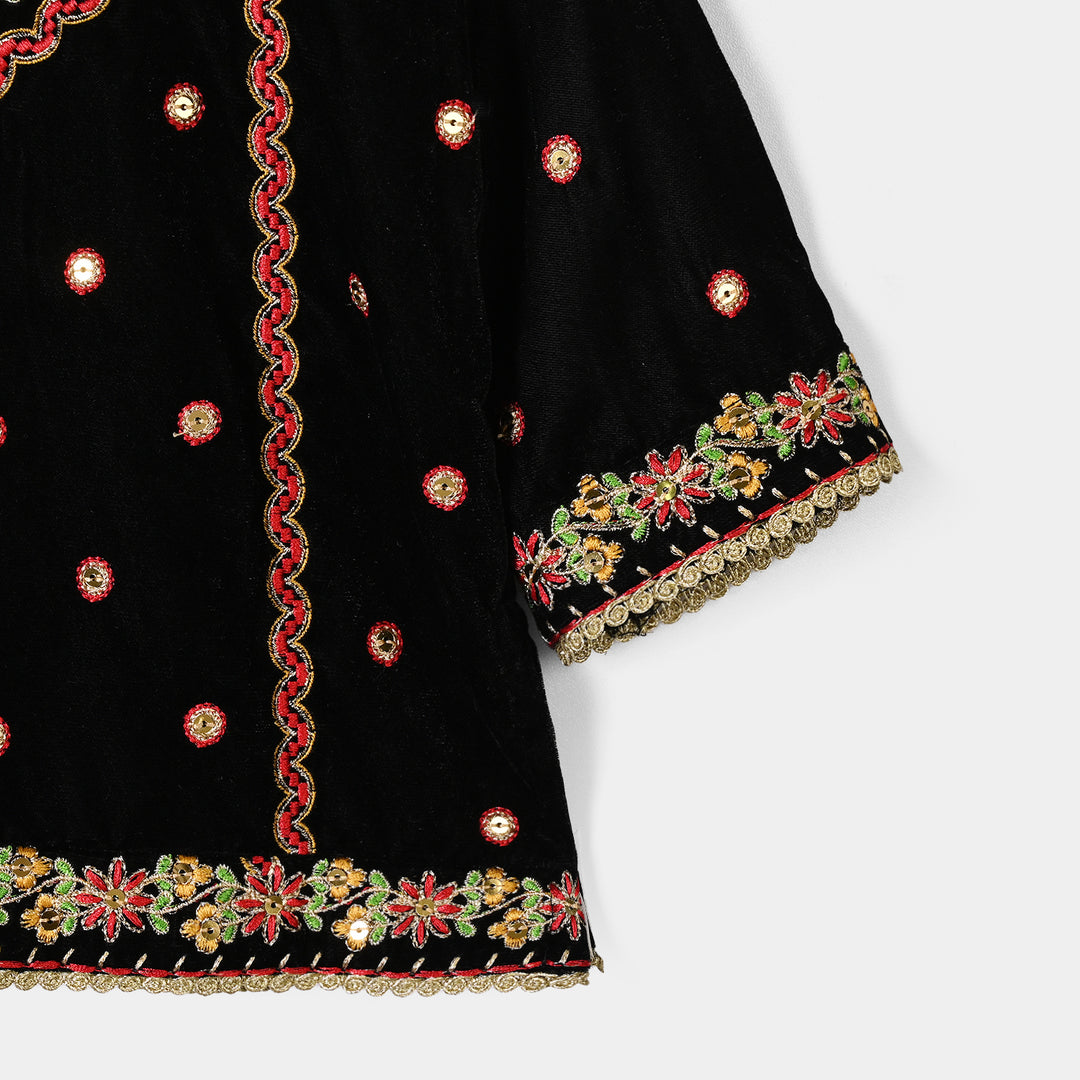 Infant Girls Velvet 2Pcs Dilnaz-BLACK