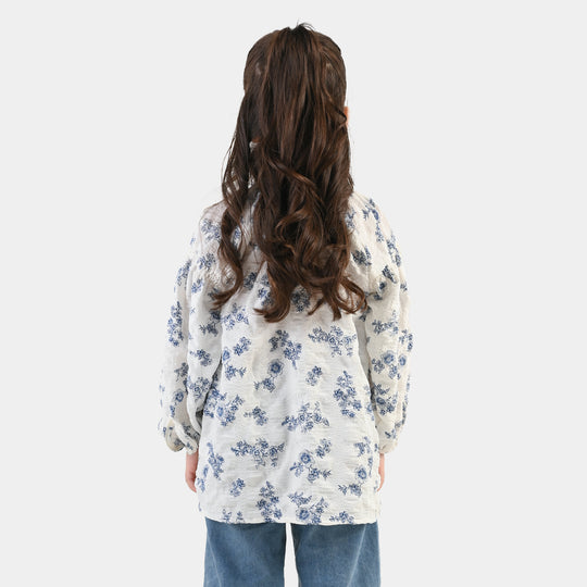 Girls Polyester Casual Top Vintage-WHITE