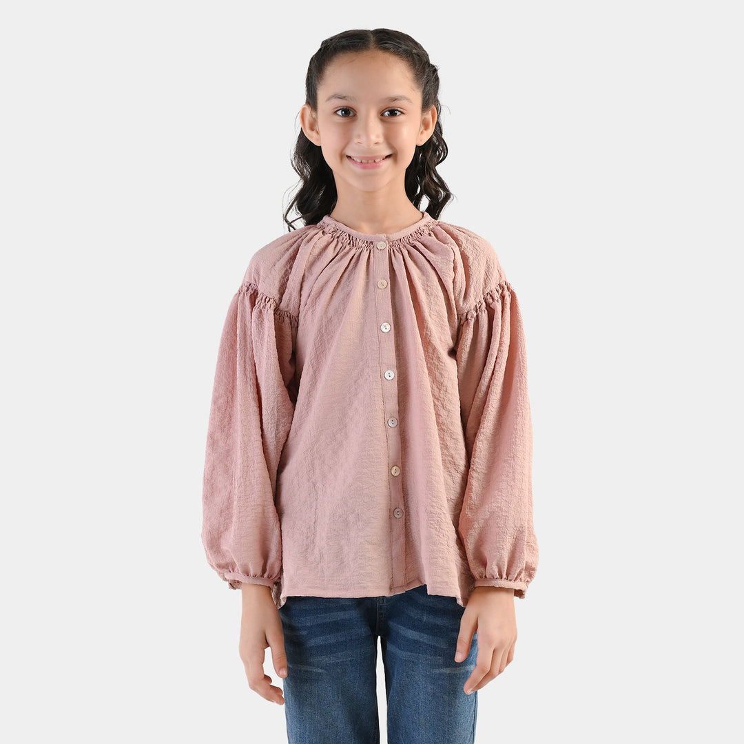 Girls Polyester Casual Top Rose