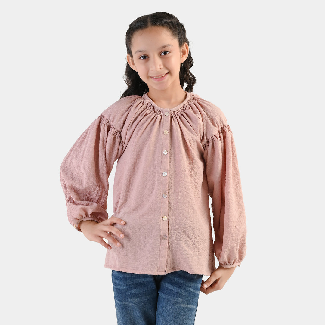 Girls Polyester Casual Top Rose