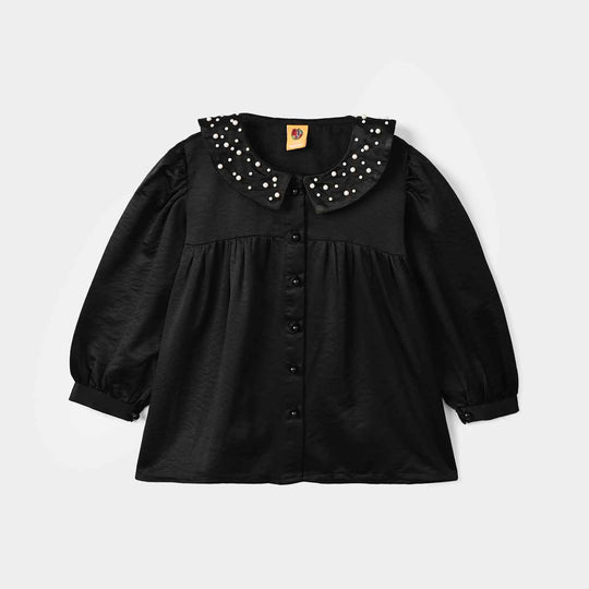 Girls Polyester Casual Top Glorious-BLACK