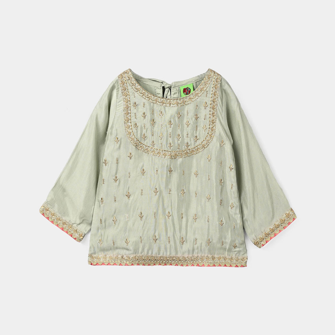 Infant Girls Raw Silk 2Pcs Boondi-Grape.Green