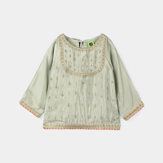Infant Girls Raw Silk 2Pcs Boondi-Grape.Green