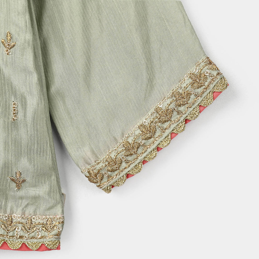 Infant Girls Raw Silk 2Pcs Boondi-Grape.Green