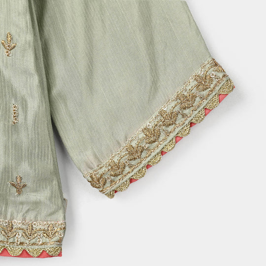 Infant Girls Raw Silk 2Pcs Boondi-Grape.Green