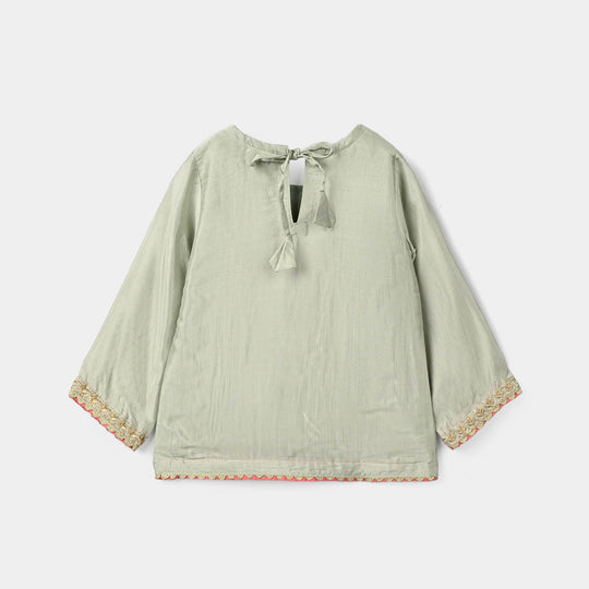 Infant Girls Raw Silk 2Pcs Boondi-Grape.Green