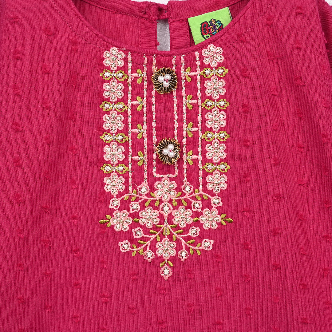 Infant Girls Cotton Brochia 2Pcs Elegant-Bright Pink