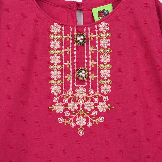 Infant Girls Cotton Brochia 2Pcs Elegant-Bright Pink