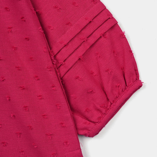 Infant Girls Cotton Brochia 2Pcs Elegant-Bright Pink