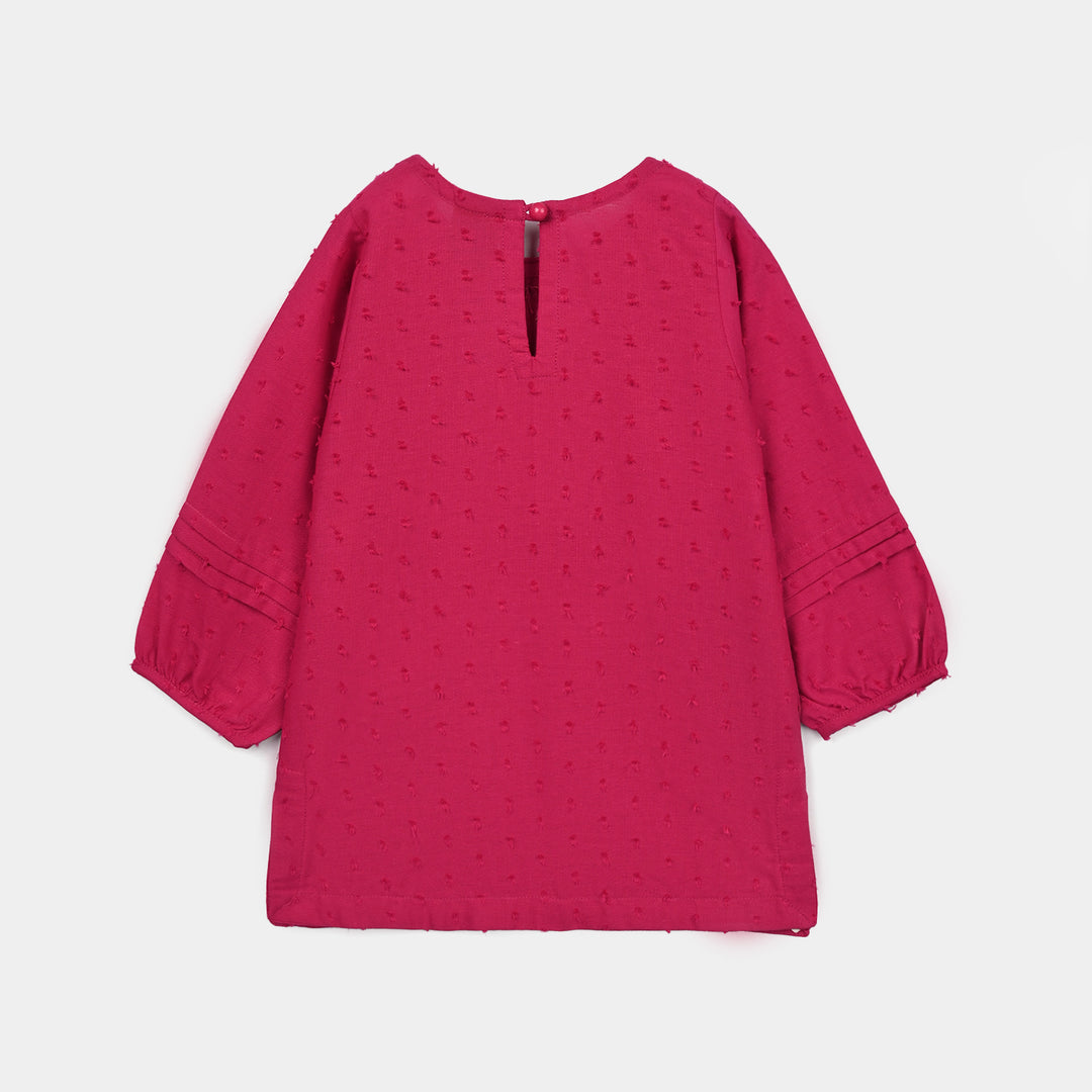 Infant Girls Cotton Brochia 2Pcs Elegant-Bright Pink