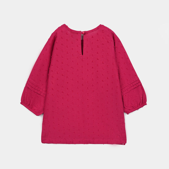 Infant Girls Cotton Brochia 2Pcs Elegant-Bright Pink