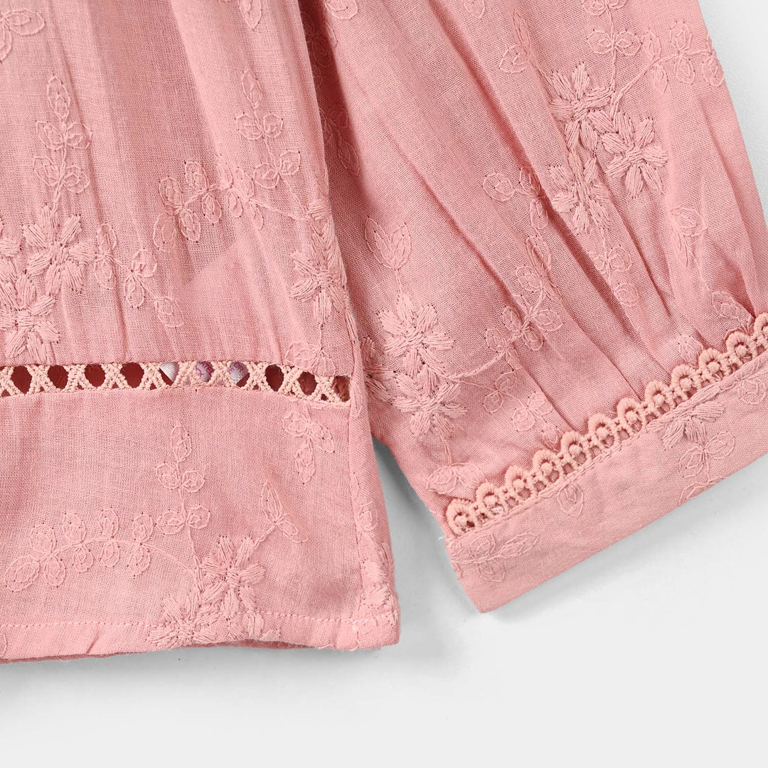 Girls Cotton Emb Top Enchanted Flowers-Pink
