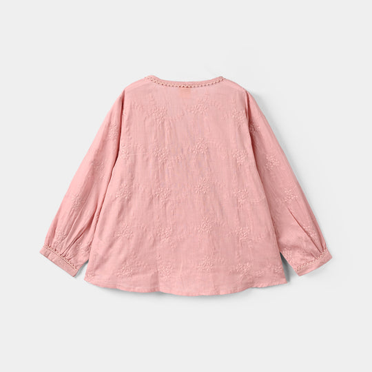 Girls Cotton Emb Top Enchanted Flowers-Pink