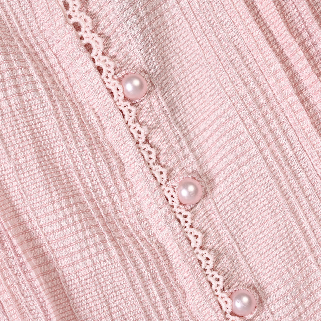 Girls Poly Crinkle Casual Top Candy-Baby Pink