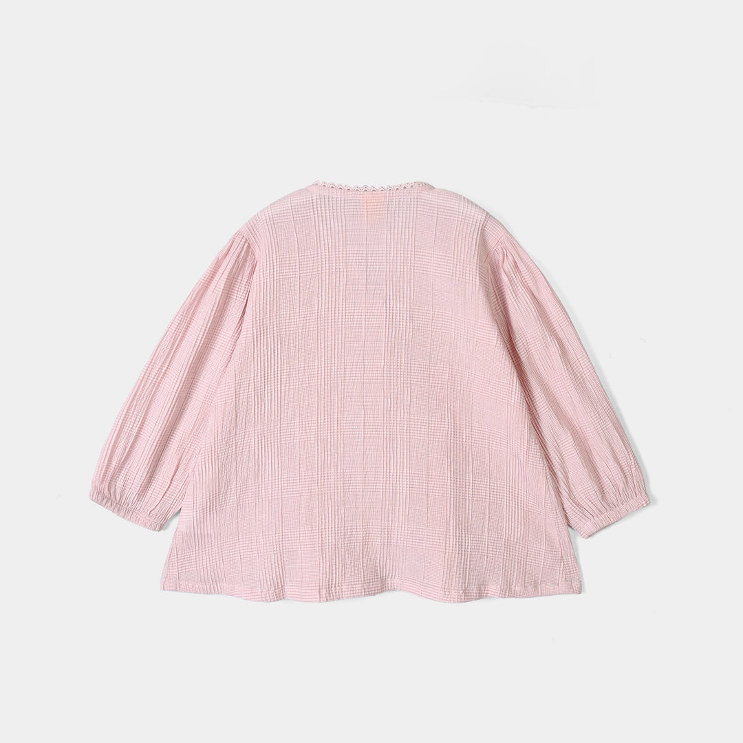 Girls Poly Crinkle Casual Top Candy-Baby Pink