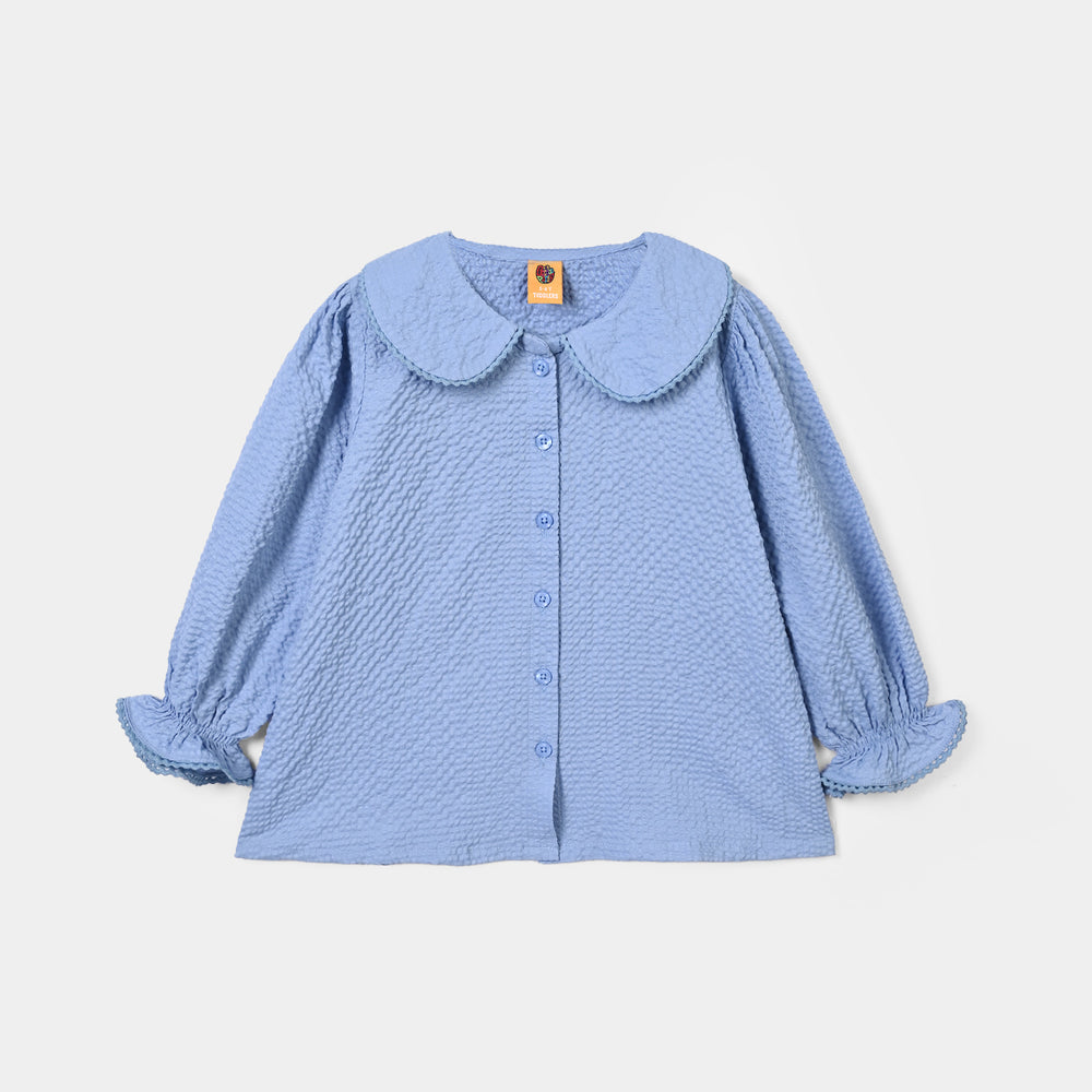 Girls Polyester Co-Ord Set Breeze- Steal Blue