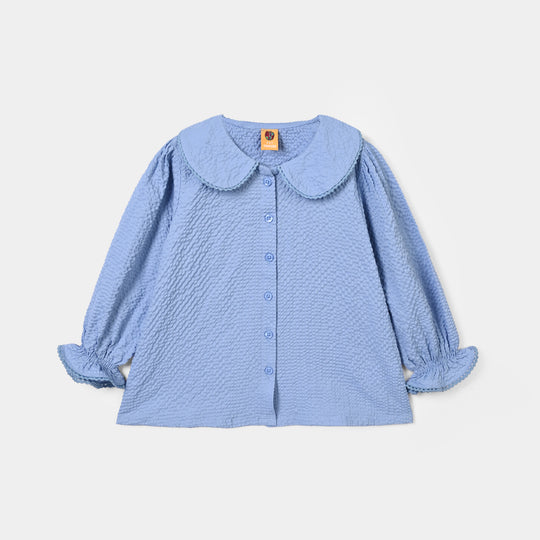 Girls Polyester Co-Ord Set Breeze- Steal Blue