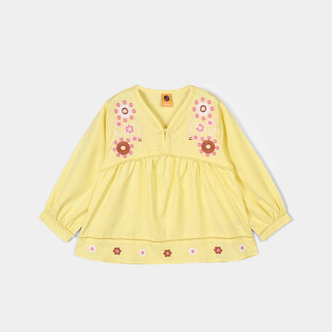 Girls Jacquard Emb Top Meadow-Yellow