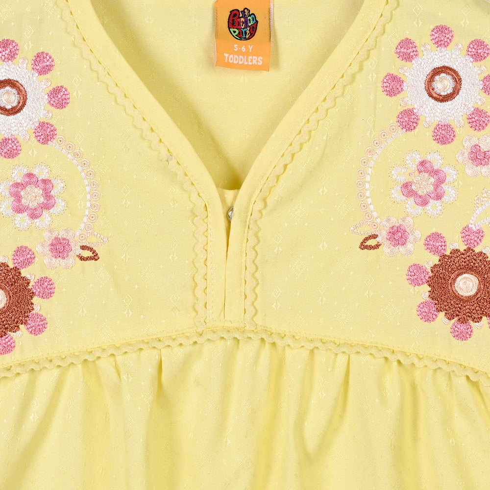 Girls Jacquard Emb Top Meadow-Yellow