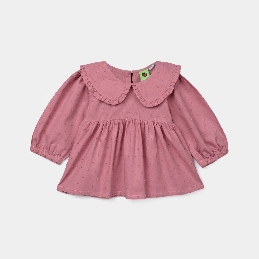 Infant Girls Cotton Brochia Casual Top Peter Pan - Pink