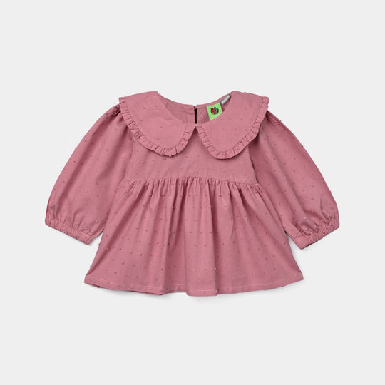 Infant Girls Cotton Brochia Casual Top Peter Pan - Pink