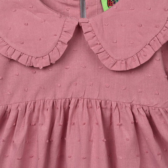 Infant Girls Cotton Brochia Casual Top Peter Pan - Pink