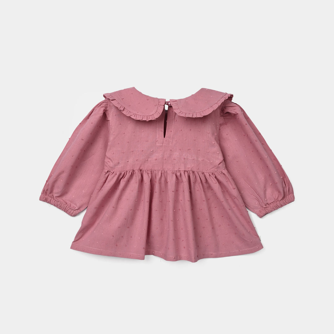 Infant Girls Cotton Brochia Casual Top Peter Pan - Pink