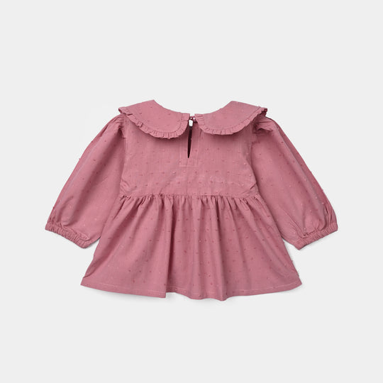 Infant Girls Cotton Brochia Casual Top Peter Pan - Pink