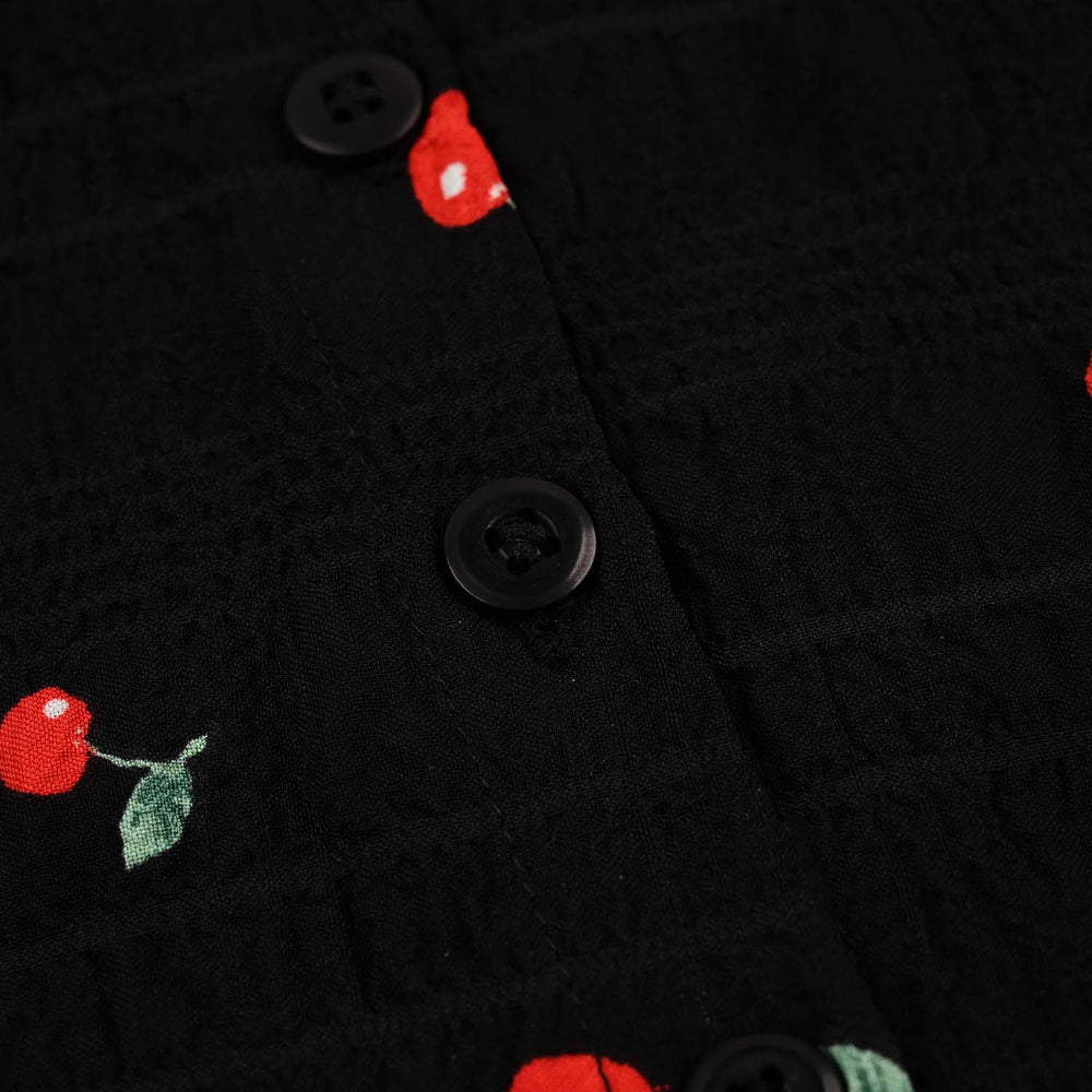 Girls Poly Crinkle Casual Top Cherry-BLACK