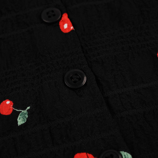 Girls Poly Crinkle Casual Top Cherry-BLACK