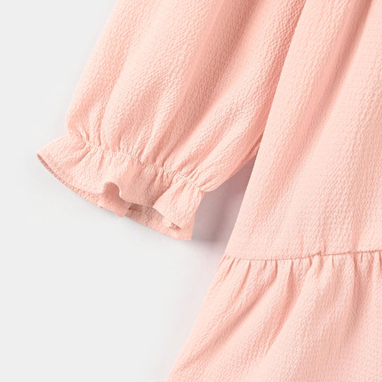 Infant Girls Poly Crinkle Casual Frock Dusky-Baby.Pink