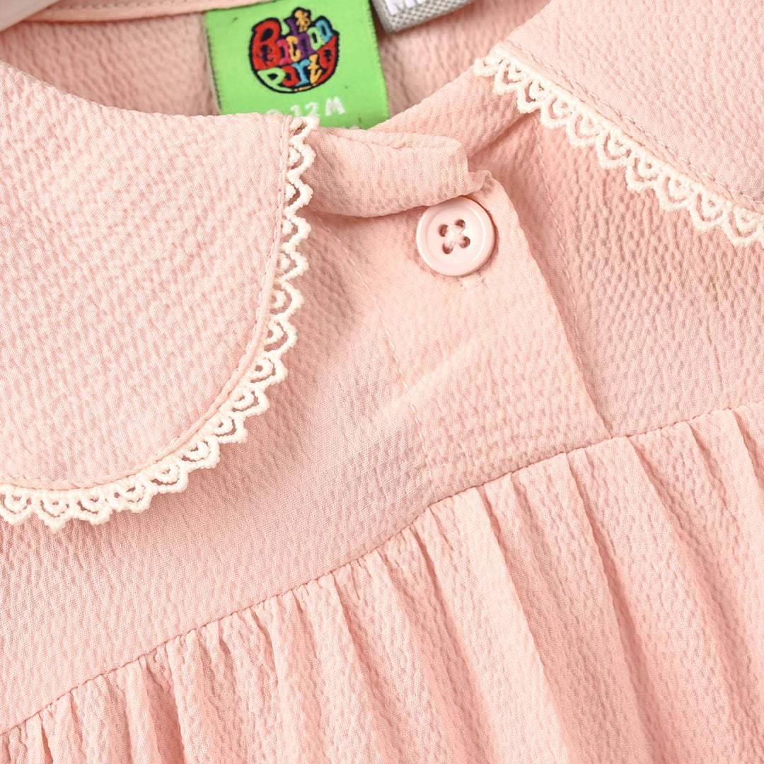 Infant Girls Poly Crinkle Casual Frock Dusky-Baby.Pink