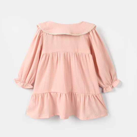 Infant Girls Poly Crinkle Casual Frock Dusky-Baby.Pink