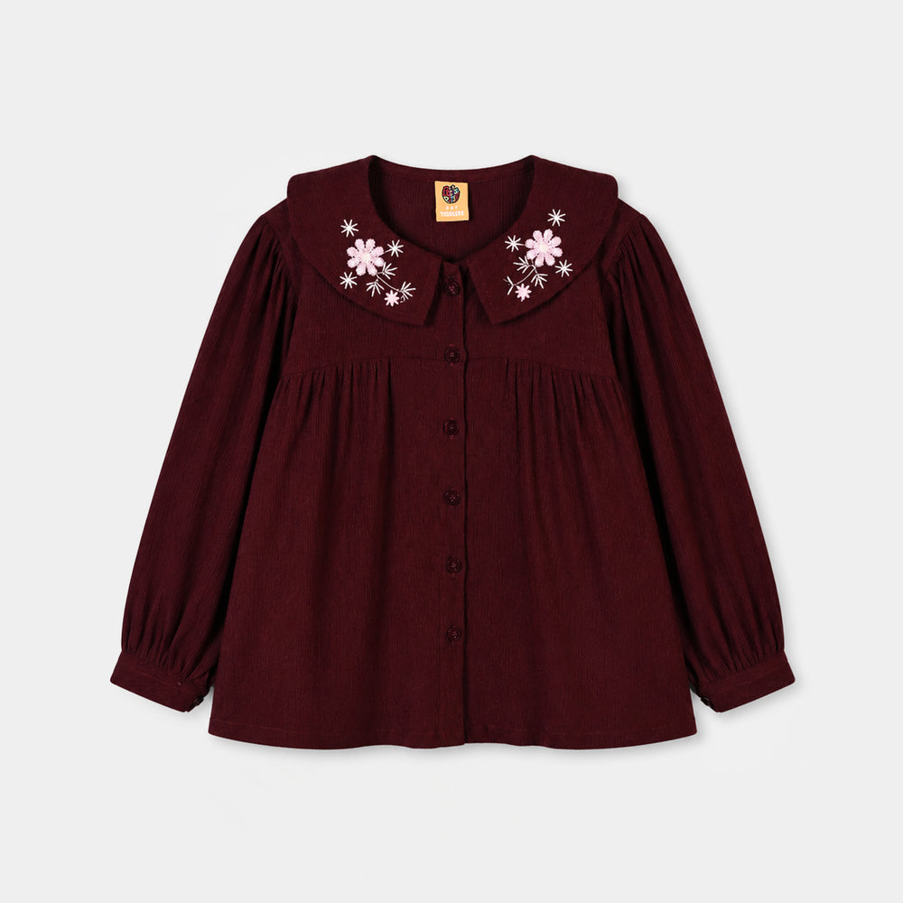 Girls Poly Crinkle Emb Co-Ord Set Rose