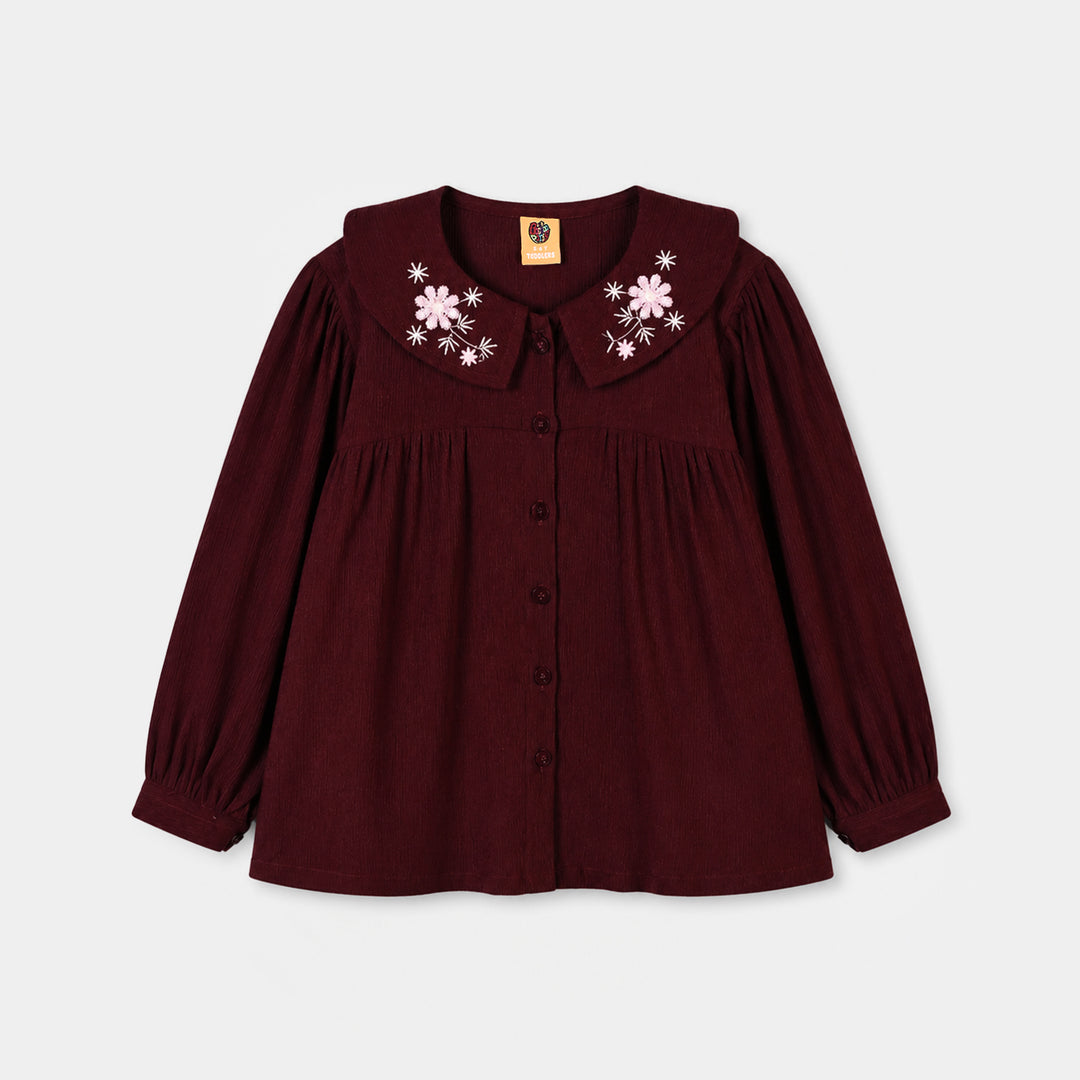 Girls Poly Crinkle Emb Co-Ord Set Rose