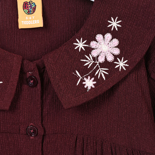 Girls Poly Crinkle Emb Co-Ord Set Rose