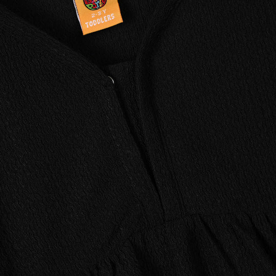 Girls Poly Crinkle Casual Frock Beauty - BLACK