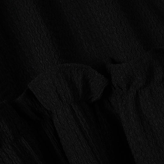 Girls Poly Crinkle Casual Frock Beauty - BLACK