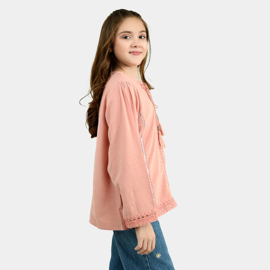 Girls Cotton EMB Top Blush-Peach