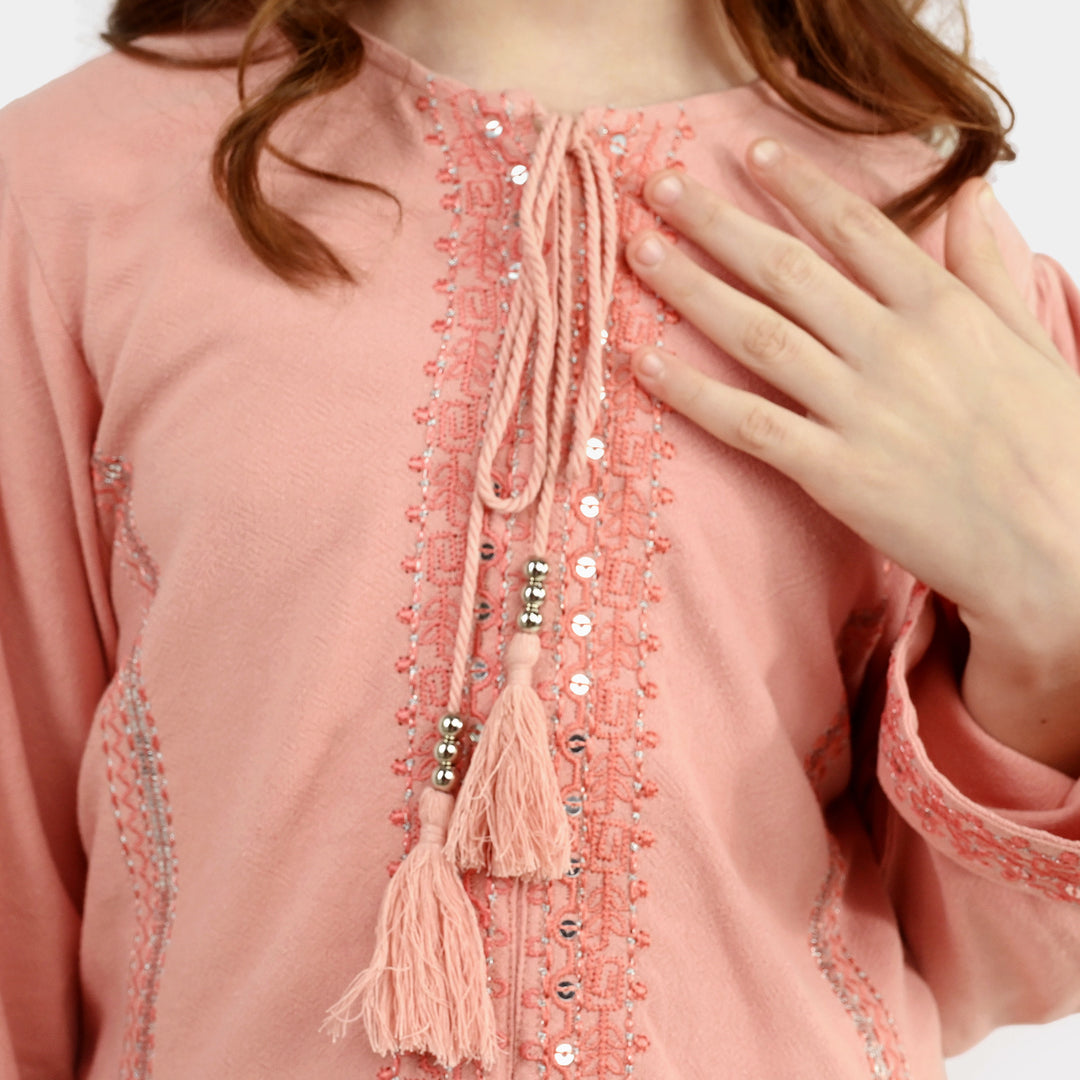 Girls Cotton EMB Top Blush-Peach