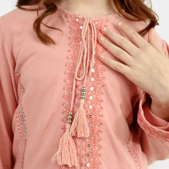 Girls Cotton EMB Top Blush-Peach