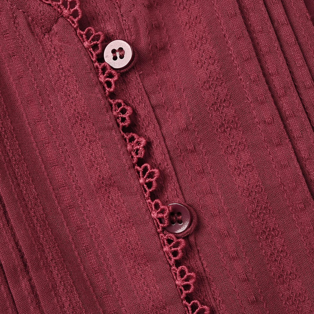 Girls Jacquard Casual Top Dove - Maroon