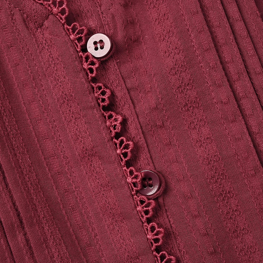 Girls Jacquard Casual Top Dove - Maroon