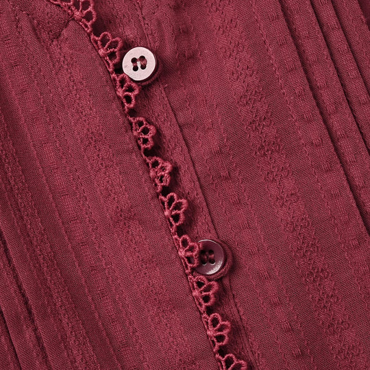 Girls Jacquard Casual Top Dove - Maroon