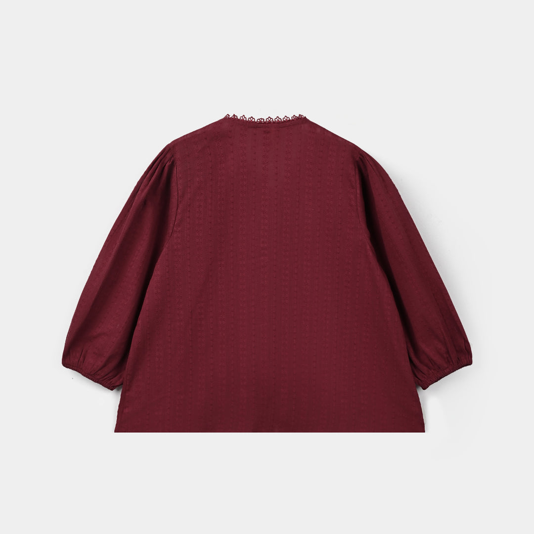 Girls Jacquard Casual Top Dove - Maroon